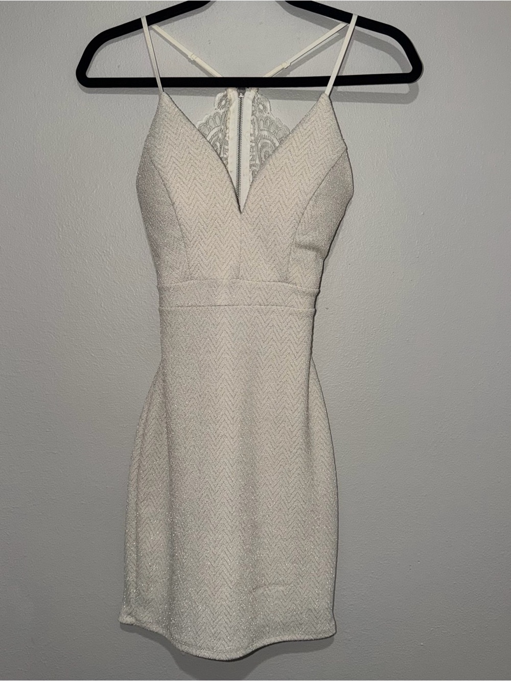 Honey and Rose Bodycon XS Ivory Dress Metallic Homecoming Party Cocktail Glam